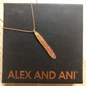 Alex and Ani rose gold, hawk feather necklace